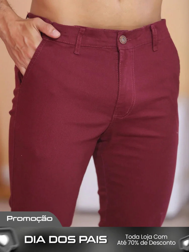 Calça Masculina Social Slim Fit Com Bolsos E Cintura Ajustável Calça Masculina Social Slim Fit Com Bolsos E Cintura