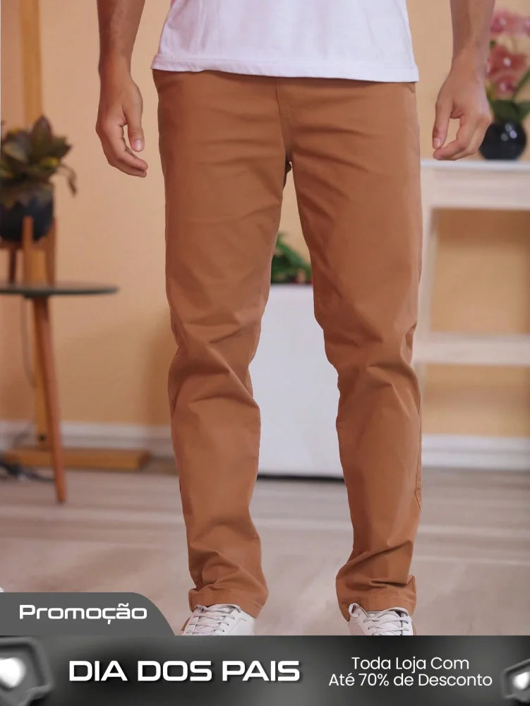 Calça Masculina Social Slim Fit Com Bolsos E Cintura Ajustável Calça Masculina Social Slim Fit Com Bolsos E Cintura