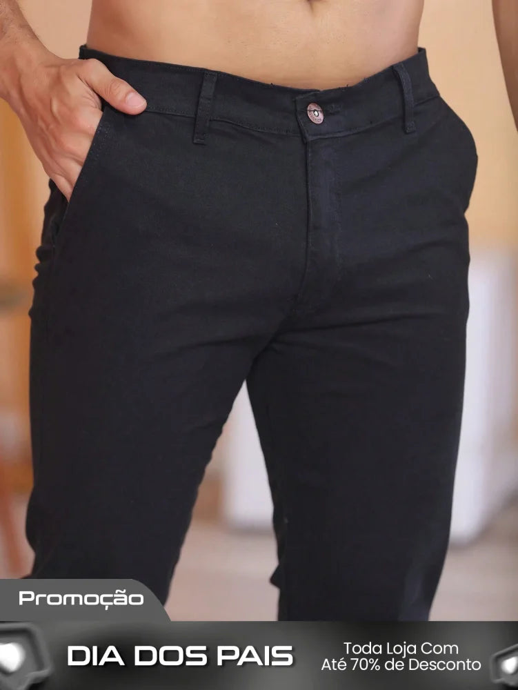 Calça Masculina Social Slim Fit Com Bolsos E Cintura Ajustável Calça Masculina Social Slim Fit Com Bolsos E Cintura
