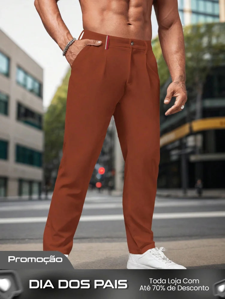 Calça Masculina Social Slim Fit Com Cintura Tradicional Calça Masculina Social Slim Fit Com Cintura Tradicional