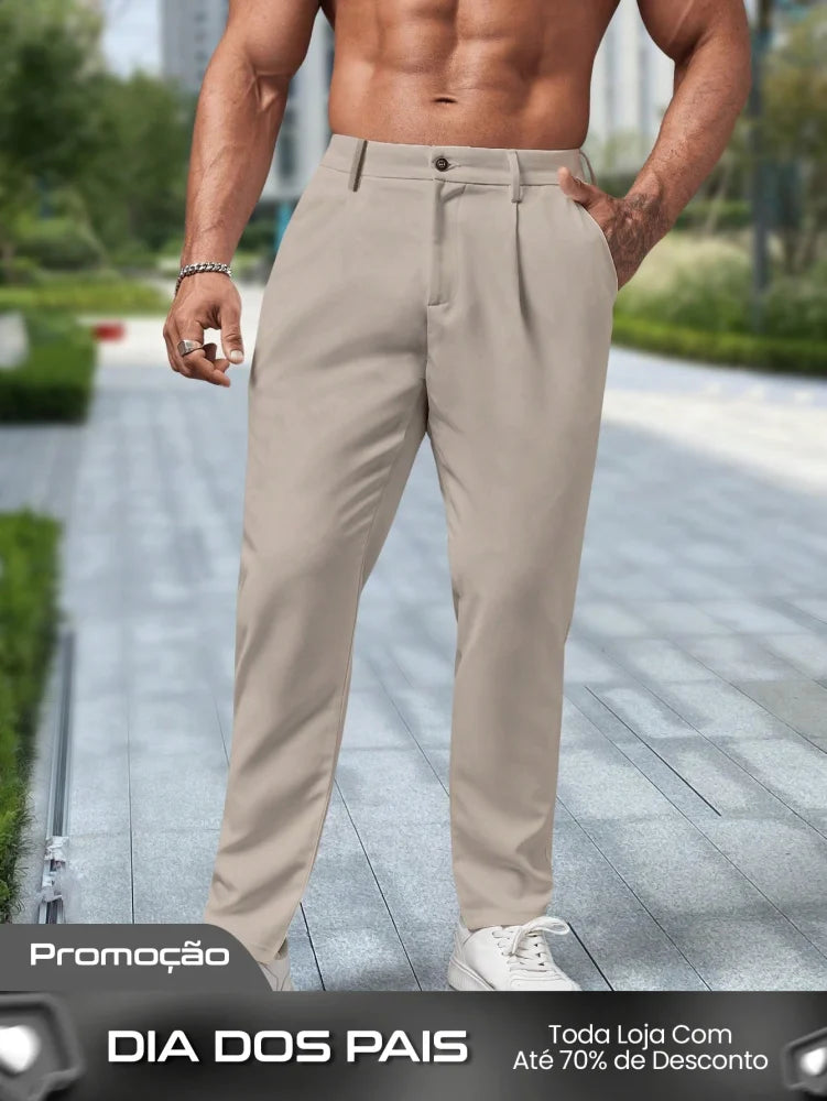 Calça Masculina Social Slim Fit Com Cintura Tradicional Calça Masculina Social Slim Fit Com Cintura Tradicional