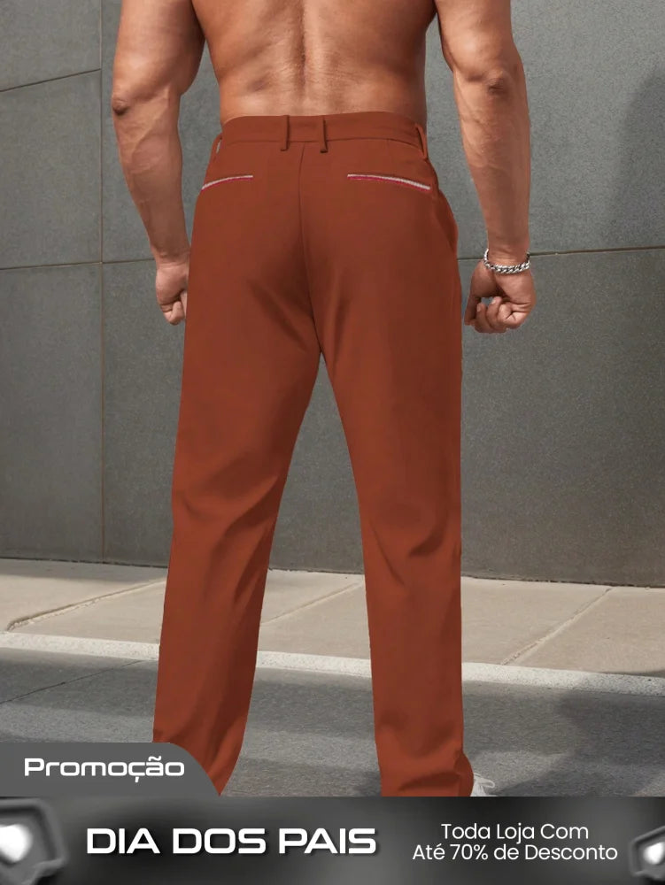 Calça Masculina Social Slim Fit Com Cintura Tradicional Calça Masculina Social Slim Fit Com Cintura Tradicional
