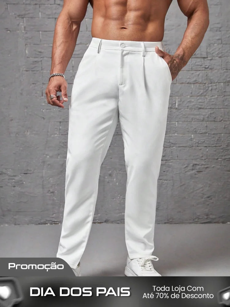 Calça Masculina Social Slim Fit Com Cintura Tradicional Calça Masculina Social Slim Fit Com Cintura Tradicional