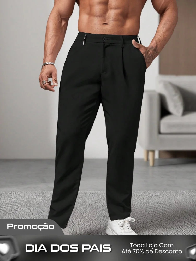 Calça Masculina Social Slim Fit Com Cintura Tradicional Calça Masculina Social Slim Fit Com Cintura Tradicional