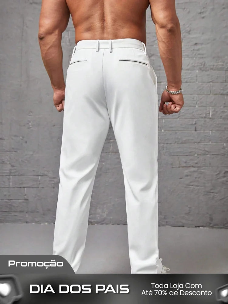 Calça Masculina Social Slim Fit Com Cintura Tradicional Calça Masculina Social Slim Fit Com Cintura Tradicional
