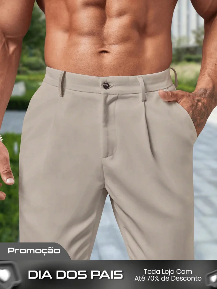 Calça Masculina Social Slim Fit Com Cintura Tradicional Calça Masculina Social Slim Fit Com Cintura Tradicional