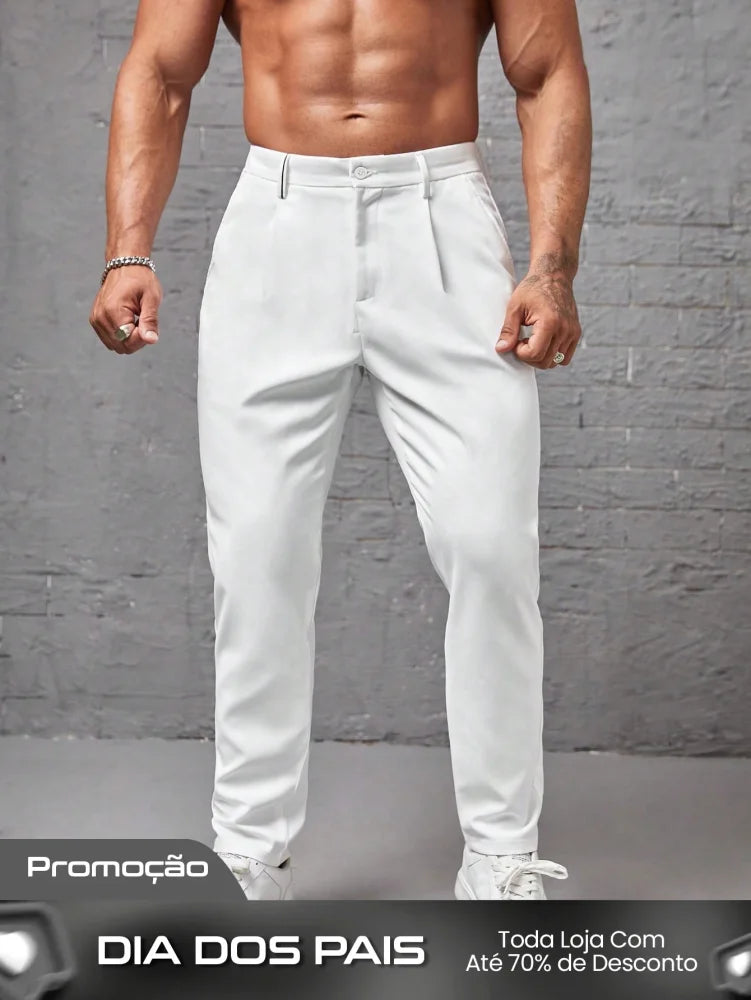 Calça Masculina Social Slim Fit Com Cintura Tradicional Calça Masculina Social Slim Fit Com Cintura Tradicional