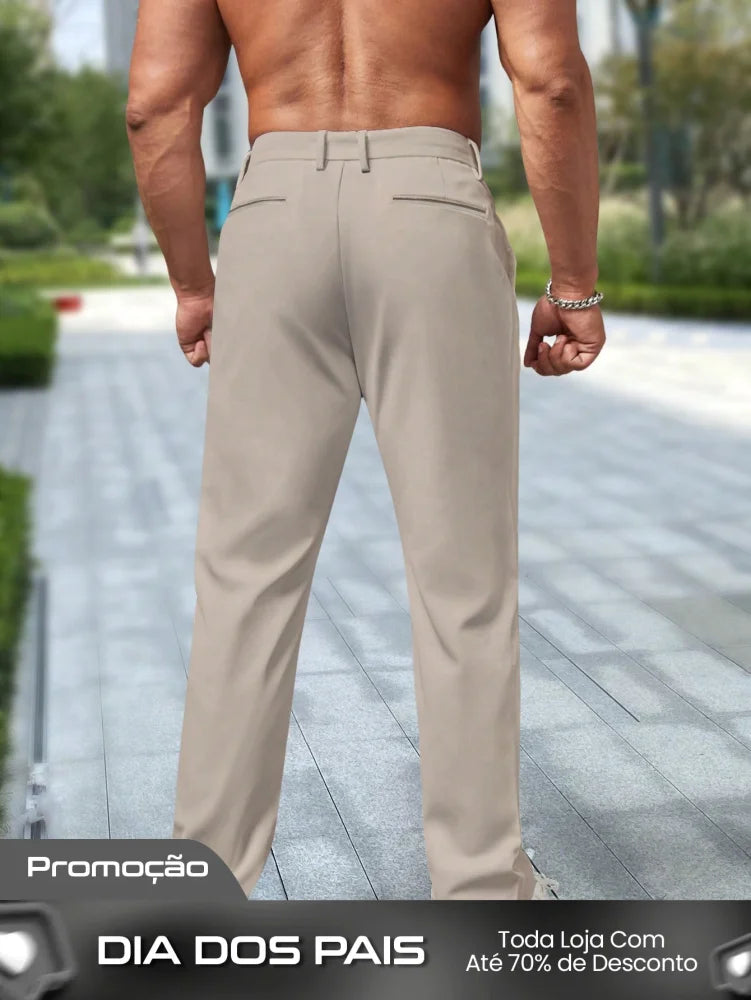 Calça Masculina Social Slim Fit Com Cintura Tradicional Calça Masculina Social Slim Fit Com Cintura Tradicional