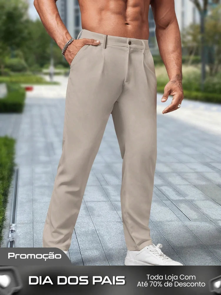 Calça Masculina Social Slim Fit Com Cintura Tradicional Damasco / PP Calça Masculina Social Slim Fit Com Cintura