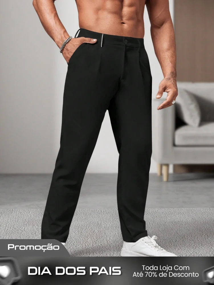 Calça Masculina Social Slim Fit Com Cintura Tradicional Preto / PP Calça Masculina Social Slim Fit Com Cintura