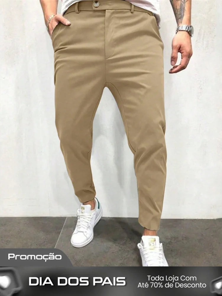 Calça Masculina Social Slim Fit Tecido Stretch E Cintura Tradicional Calça Masculina Social Slim Fit Tecido Stretch E