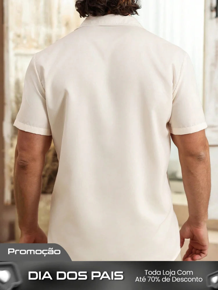 Camisa Masculina De Botão Bordado Étnico Estilo Refinado Camisa Masculina De Botão Bordado Étnico Estilo Refinado