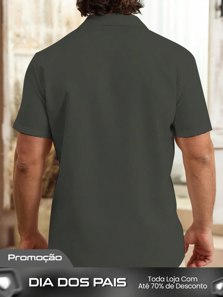 Camisa Masculina De Botão Bordado Étnico Estilo Refinado Camisa Masculina De Botão Bordado Étnico Estilo Refinado