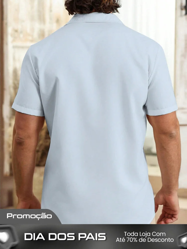 Camisa Masculina De Botão Bordado Étnico Estilo Refinado Camisa Masculina De Botão Bordado Étnico Estilo Refinado