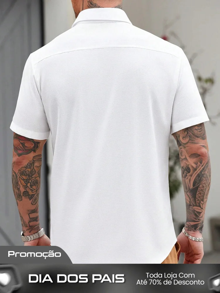 Camisa Masculina De Botão Bordado Étnico Visual Autêntico Camisa Masculina De Botão Bordado Étnico Visual Autêntico