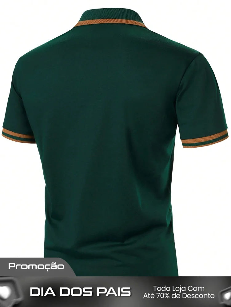 Camisa Polo Masculina Business Casual Bordado De Pássaro Camisa Polo Masculina Business Casual Bordado De Pássaro