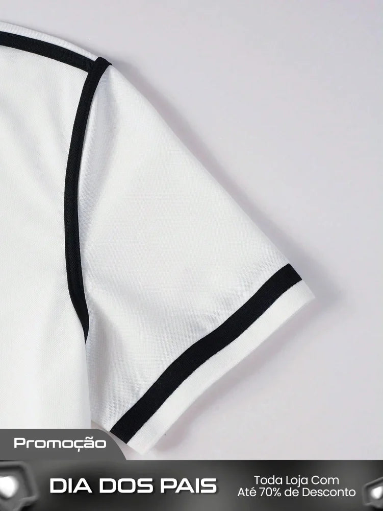 Camisa Polo Masculina Casual Botões Design Color Block Camisa Polo Masculina Casual Botões Design Color Block