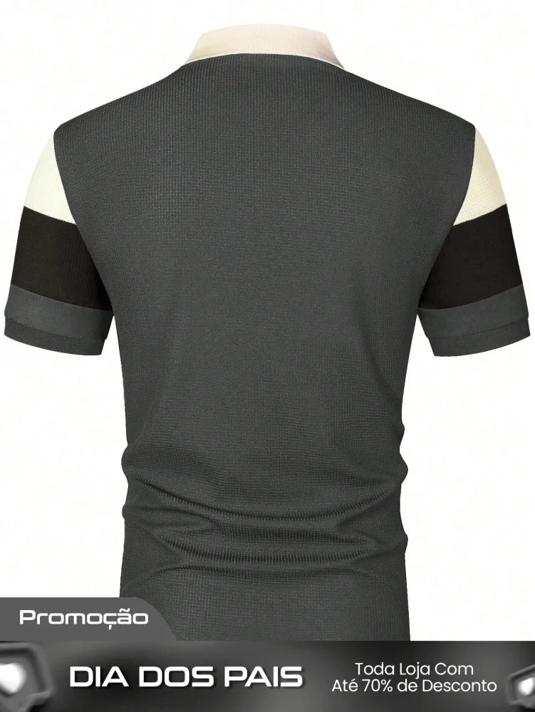 Camisa Polo Masculina Casual Design Clássico Três Cores Camisa Polo Masculina Casual Design Clássico Três Cores