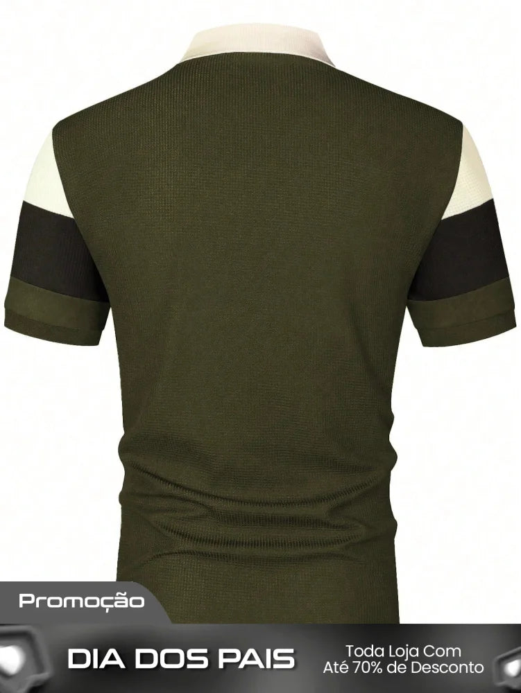 Camisa Polo Masculina Casual Design Clássico Três Cores Camisa Polo Masculina Casual Design Clássico Três Cores
