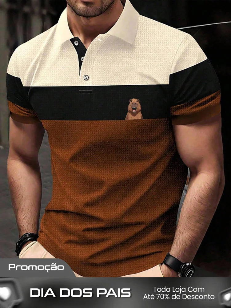 Camisa Polo Masculina Casual Design Clássico Três Cores Café / PP Camisa Polo Masculina Casual Design Clássico Três