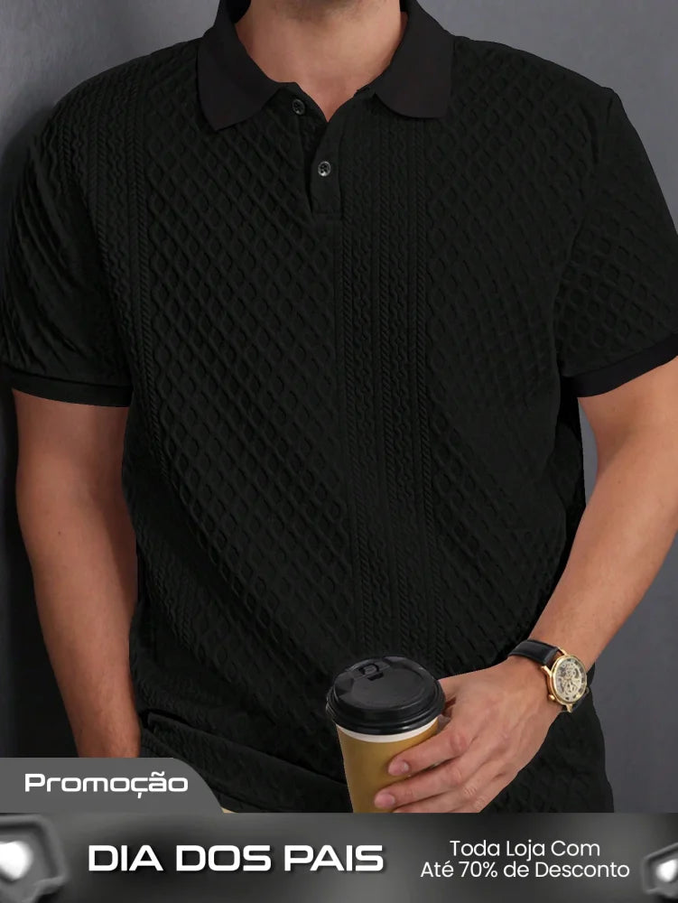 Camisa Polo Masculina Estilo Tricot Acabamento Refinado Camisa Polo Masculina Estilo Tricot Acabamento Refinado