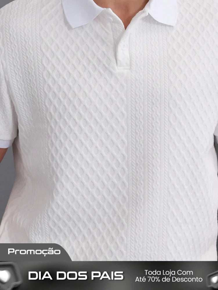 Camisa Polo Masculina Estilo Tricot Acabamento Refinado Camisa Polo Masculina Estilo Tricot Acabamento Refinado
