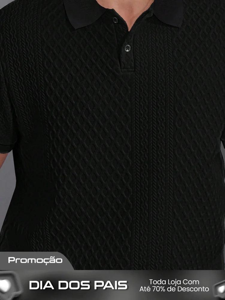 Camisa Polo Masculina Estilo Tricot Acabamento Refinado Camisa Polo Masculina Estilo Tricot Acabamento Refinado