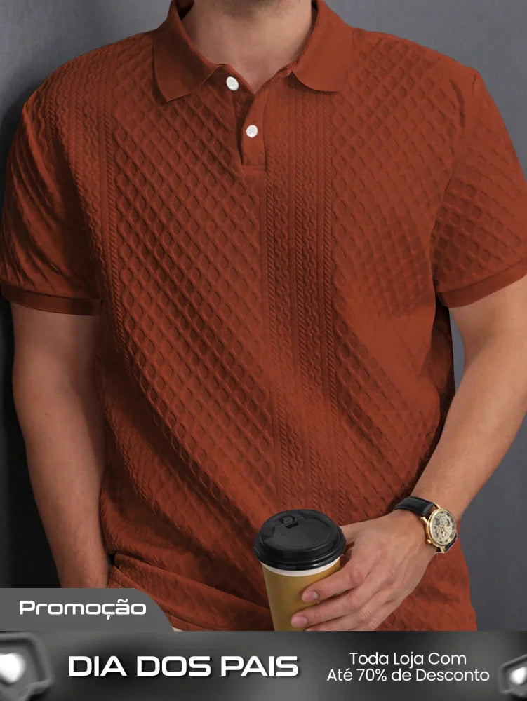 Camisa Polo Masculina Estilo Tricot Acabamento Refinado Camisa Polo Masculina Estilo Tricot Acabamento Refinado