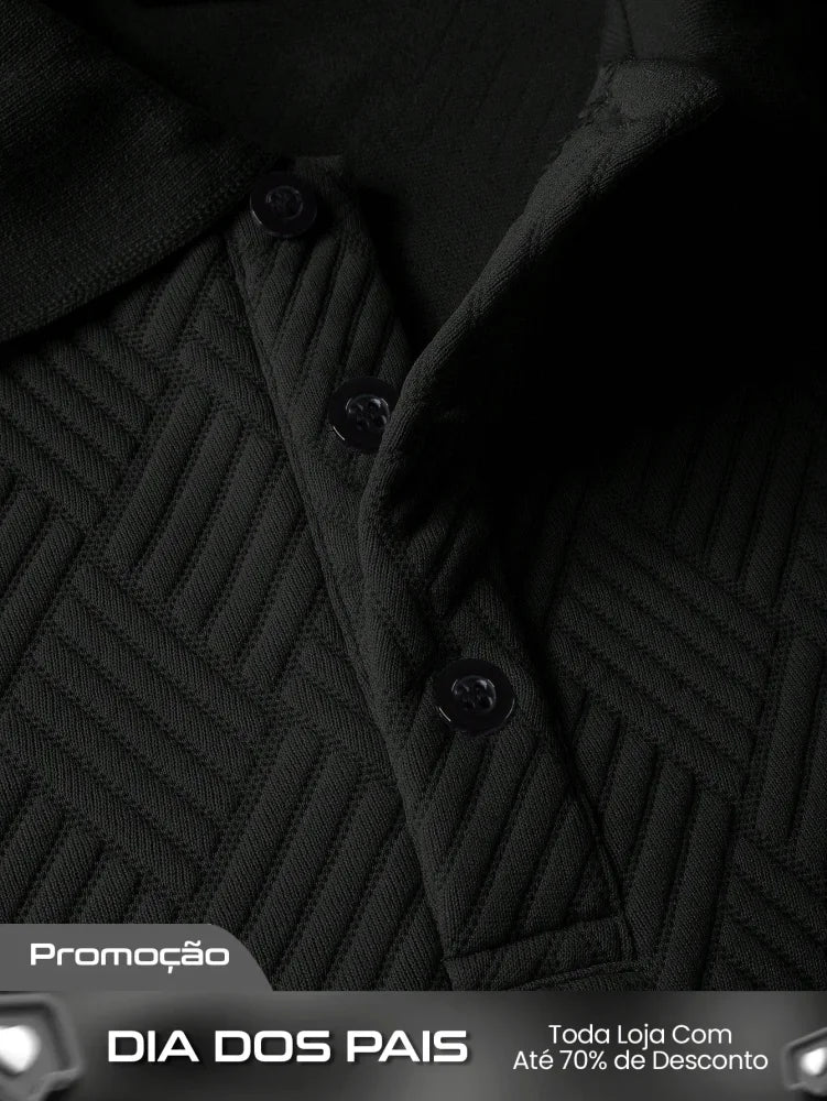 Camisa Polo Masculina Manga Longa Estilo Casual Fashionável Camisa Polo Masculina Manga Longa Estilo Casual Fashionável