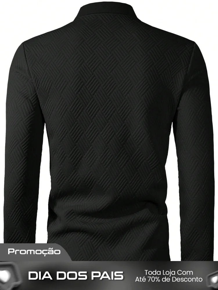 Camisa Polo Masculina Manga Longa Estilo Casual Fashionável Camisa Polo Masculina Manga Longa Estilo Casual Fashionável