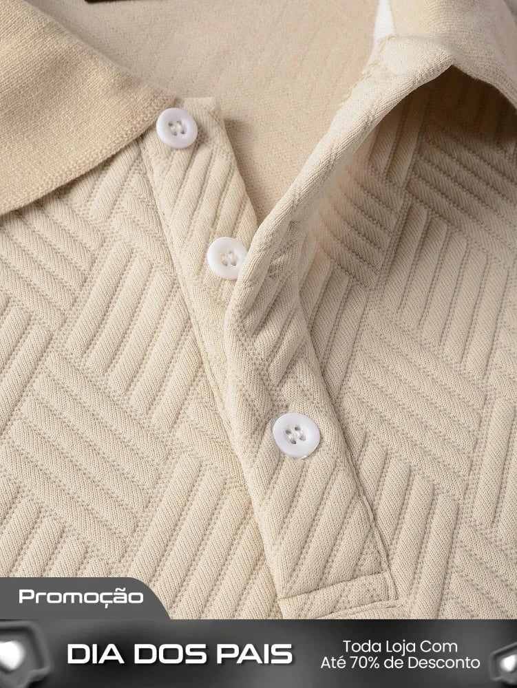 Camisa Polo Masculina Manga Longa Estilo Casual Fashionável Camisa Polo Masculina Manga Longa Estilo Casual Fashionável
