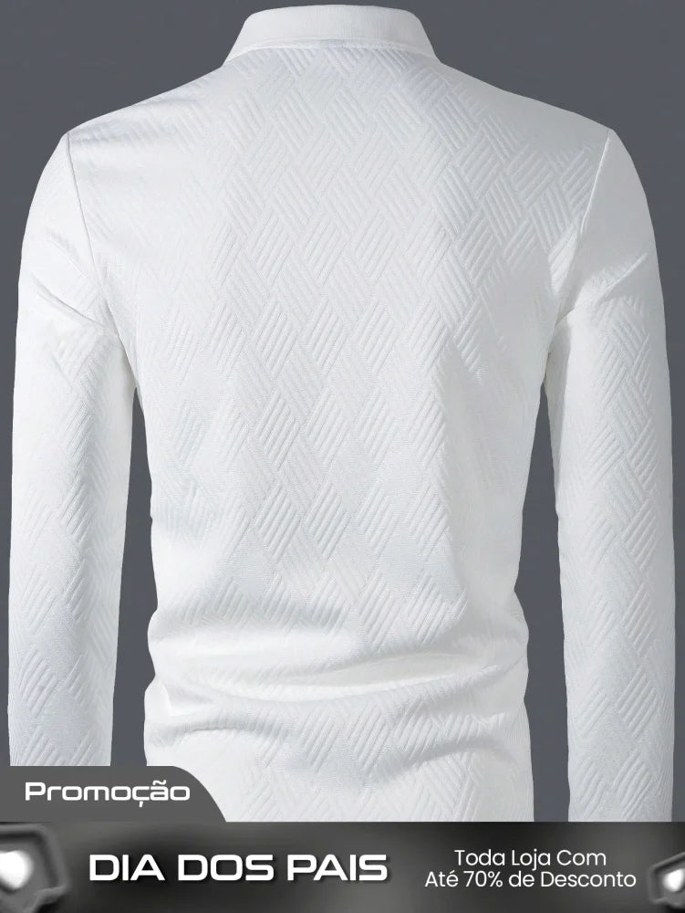 Camisa Polo Masculina Manga Longa Estilo Casual Fashionável Camisa Polo Masculina Manga Longa Estilo Casual Fashionável