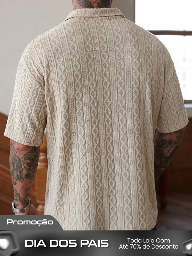 Camisa Polo Masculina Oversized Trama Estilizada Conforto Camisa Polo Masculina Oversized Trama Estilizada Conforto