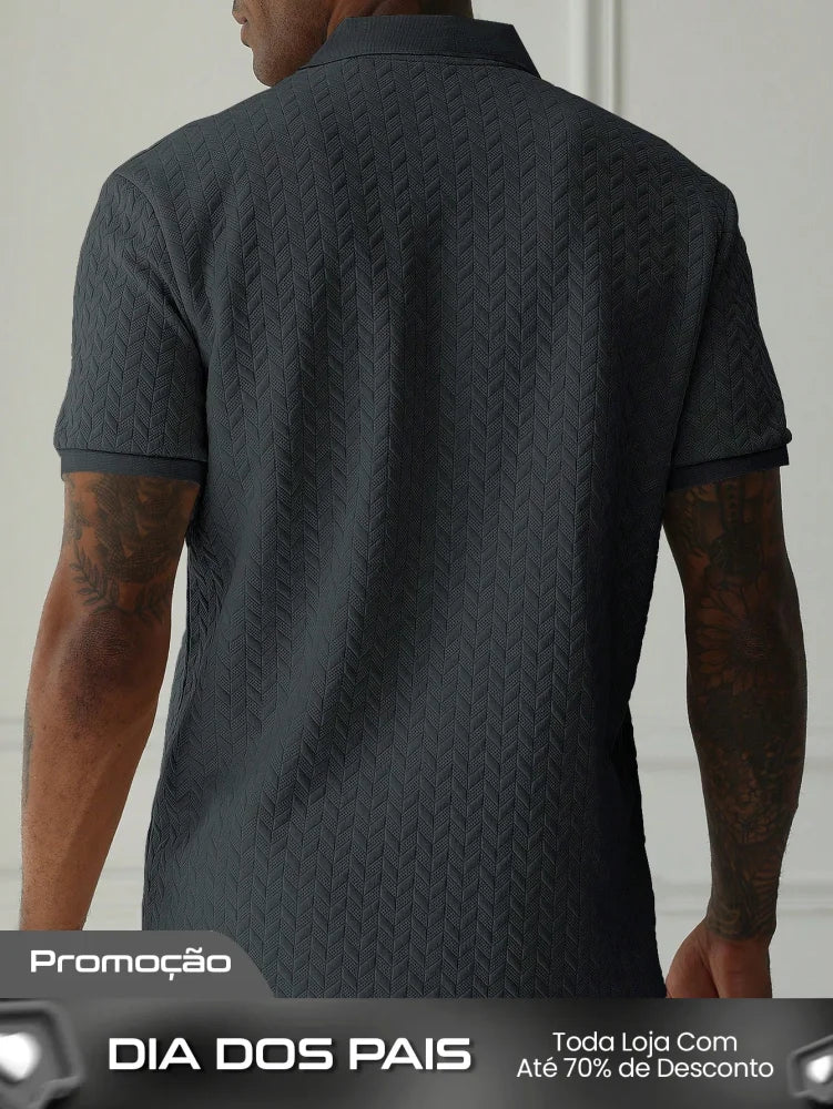 Camisa Polo Masculina Texturizada Estilo Moderno Elegante Camisa Polo Masculina Texturizada Estilo Moderno Elegante