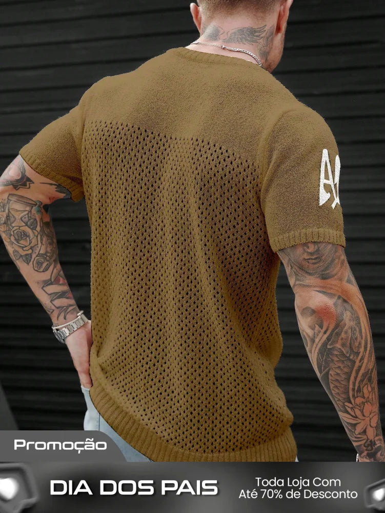 Camiseta Masculina Tricotada Número Estilo Vintage Camiseta Masculina Tricotada Número Estilo Vintage