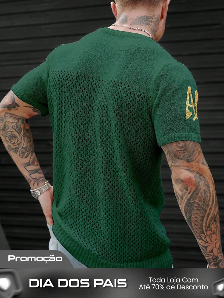 Camiseta Masculina Tricotada Número Estilo Vintage Camiseta Masculina Tricotada Número Estilo Vintage