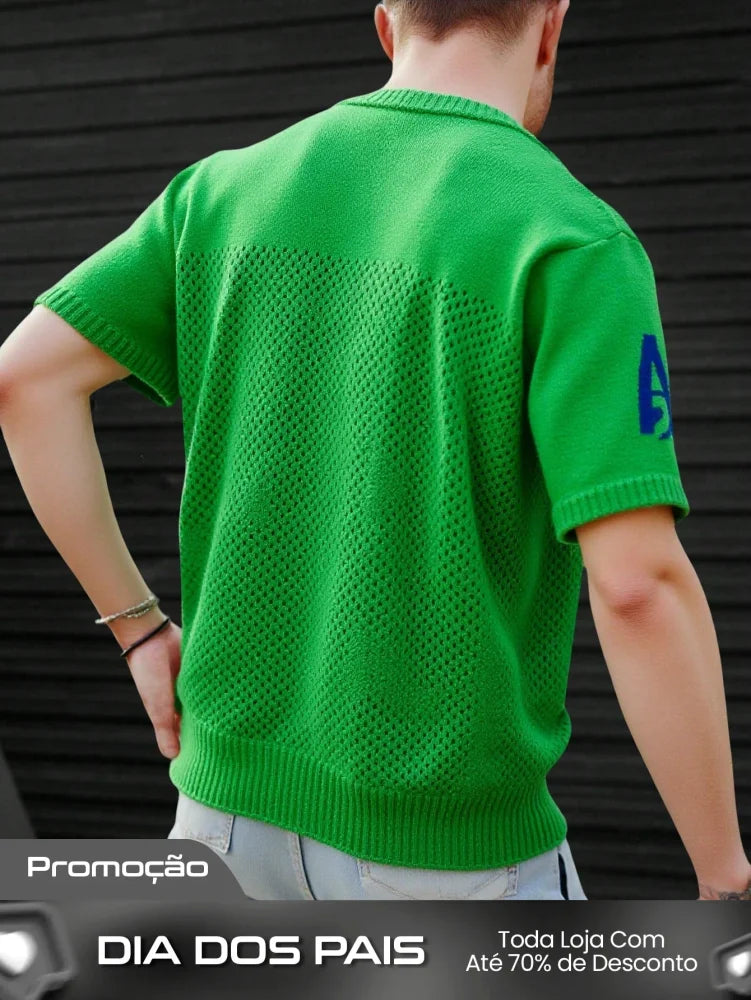 Camiseta Masculina Tricotada Número Estilo Vintage Camiseta Masculina Tricotada Número Estilo Vintage