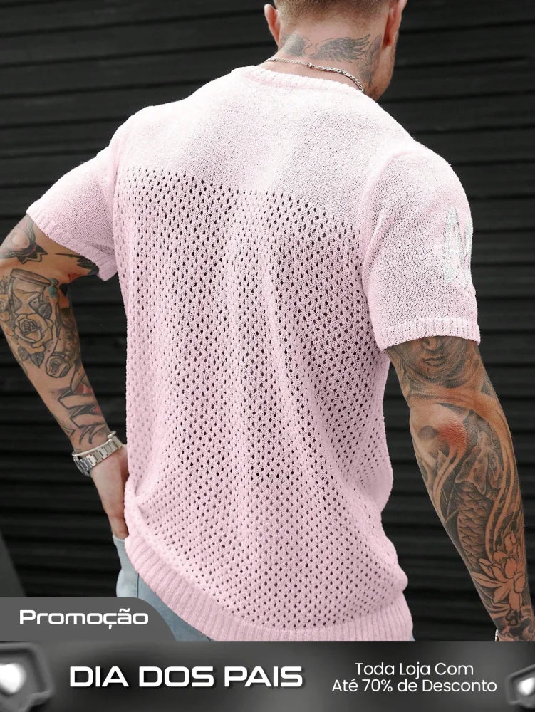 Camiseta Masculina Tricotada Número Estilo Vintage Camiseta Masculina Tricotada Número Estilo Vintage