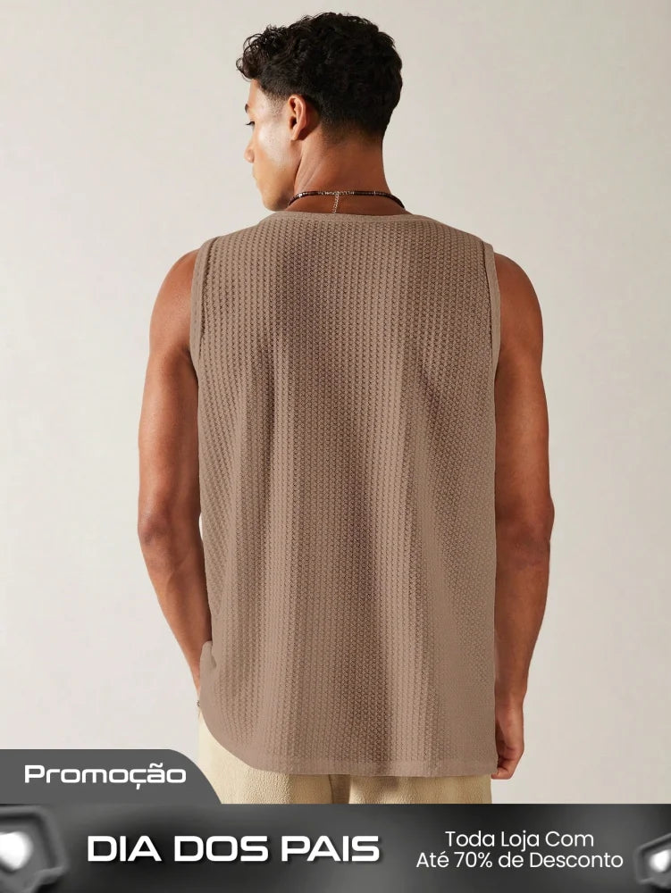 Camiseta Regata Masculina Decote Quadrado Estilo Casual Camiseta Regata Masculina Decote Quadrado Estilo Casual