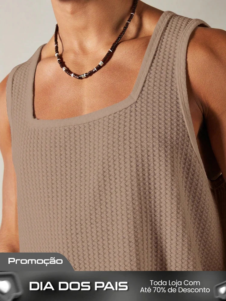 Camiseta Regata Masculina Decote Quadrado Estilo Casual Camiseta Regata Masculina Decote Quadrado Estilo Casual