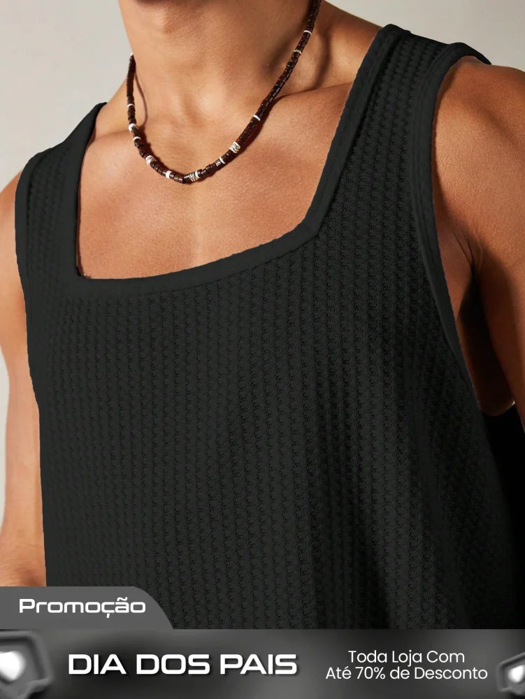 Camiseta Regata Masculina Decote Quadrado Estilo Casual Camiseta Regata Masculina Decote Quadrado Estilo Casual