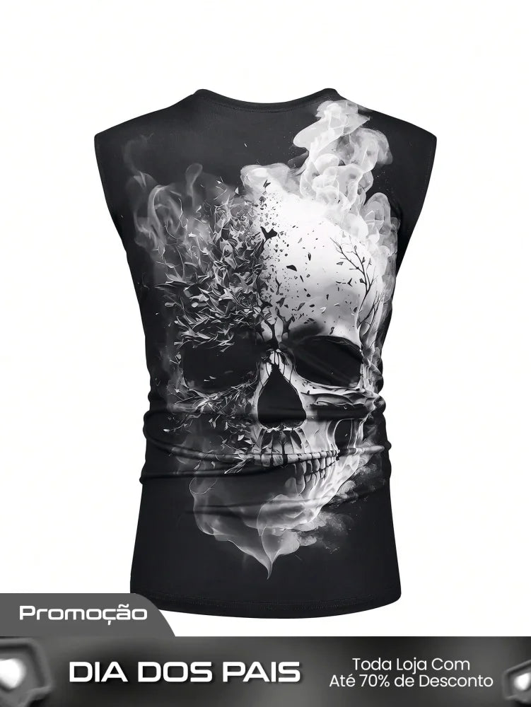 Camiseta Regata Masculina Estampa De Caveira Design Moderno Camiseta Regata Masculina Estampa De Caveira Design Moderno