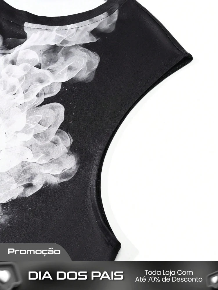 Camiseta Regata Masculina Estampa De Caveira Design Moderno Camiseta Regata Masculina Estampa De Caveira Design Moderno