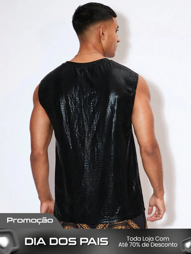 Camiseta Regata Masculina Estilo Festival Estampa Pele Cobra Camiseta Regata Masculina Estilo Festival Estampa Pele