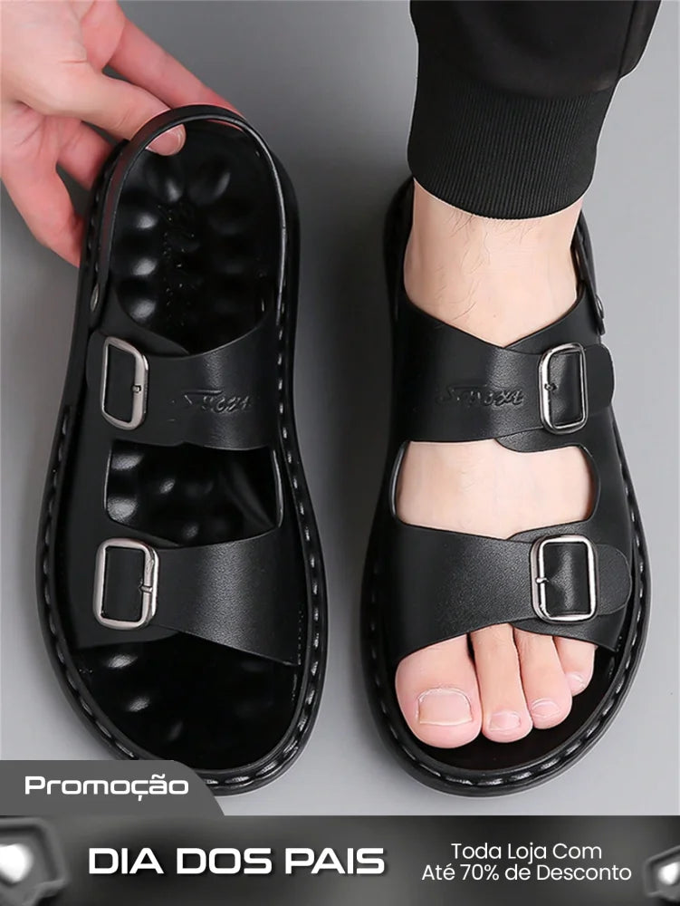 Chinelo Masculino Estilo Sandália Versátil Confortável Preto / 36 Chinelo Masculino Estilo Sandália Versátil Confortável