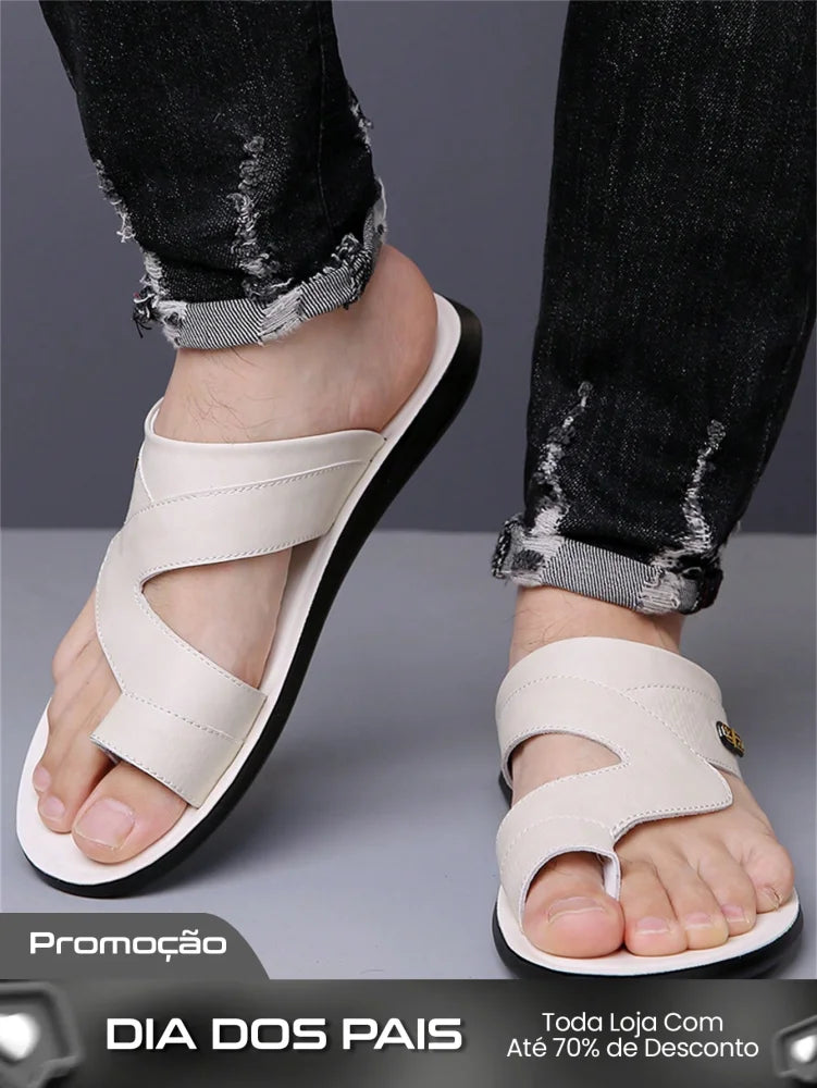 Chinelo Masculino Slide Casual Solado Macio Antiderrapante Branco / 36 Chinelo Masculino Slide Casual Solado Macio