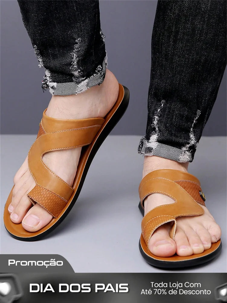 Chinelo Masculino Slide Casual Solado Macio Antiderrapante Castanho / 36 Chinelo Masculino Slide Casual Solado Macio