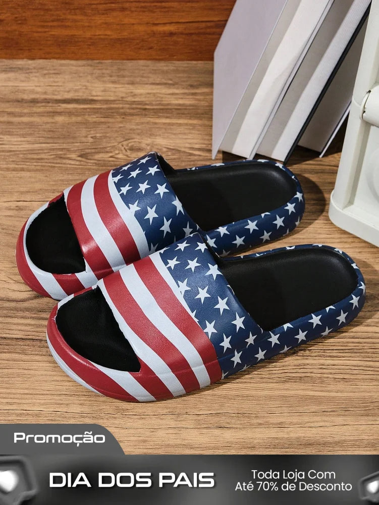 Chinelo Masculino Slip On Estampado Leve Antiderrapante Versátil Chinelo Masculino Slip On Estampado Leve