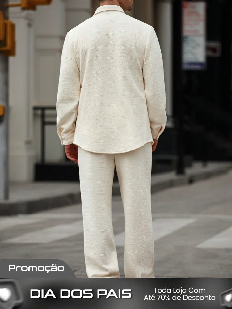Conjunto Masculino Blusa Manga Longa E Calça Casual Minimalista Conjunto Masculino Blusa Manga Longa E Calça Casual