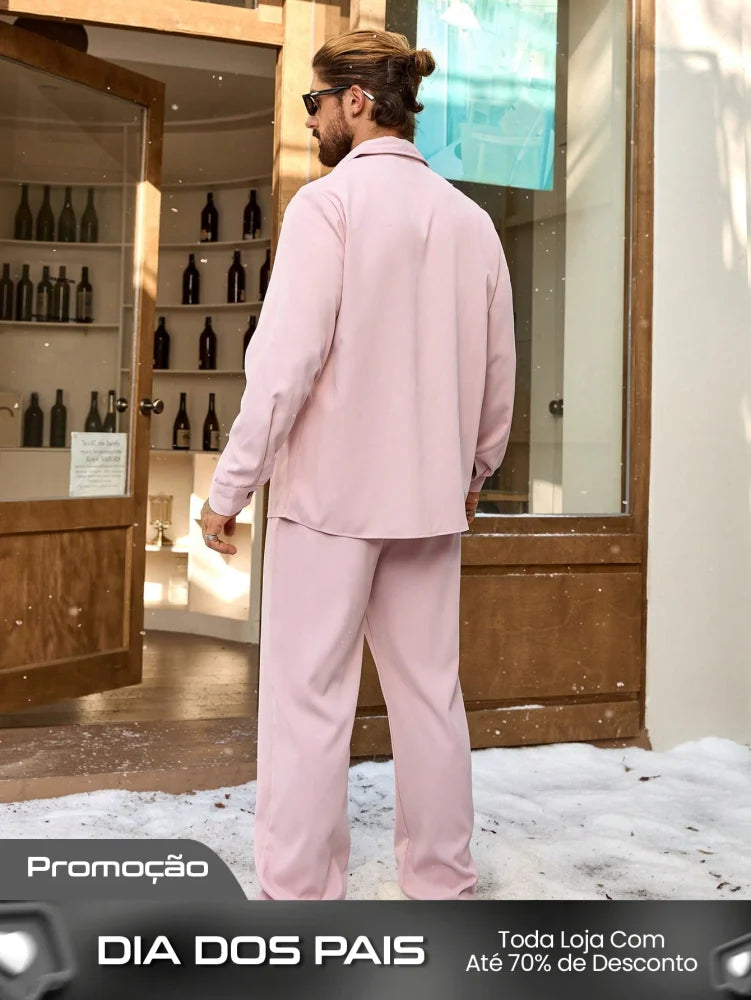 Conjunto Masculino Camisa Com Bolsos E Calça Moderna Casual Conjunto Masculino Camisa Com Bolsos E Calça Moderna Casual